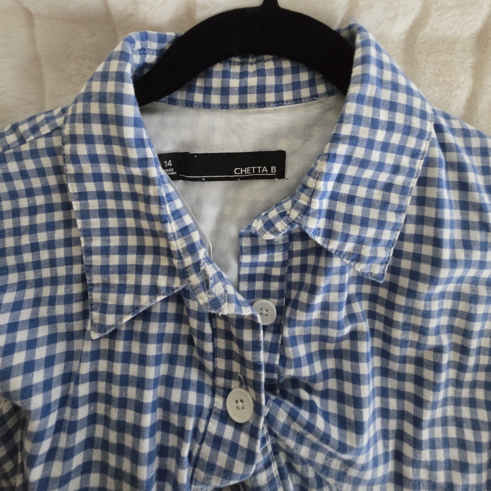 Chetta B Womrns Blue Gingham Dress Lined